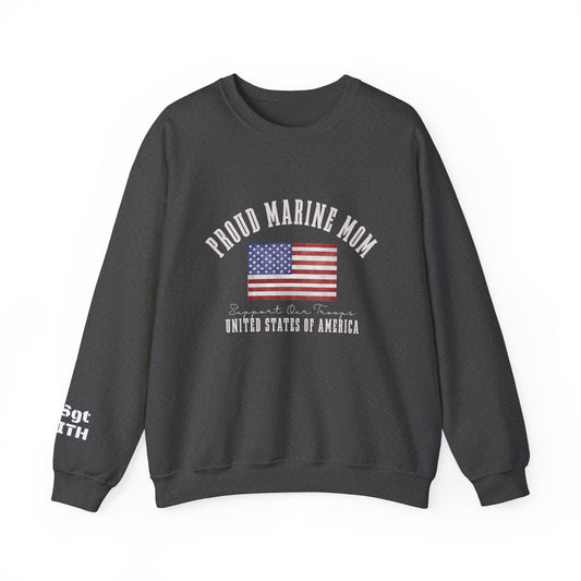 Proud Marine Mom- Crewneck Sweatshirt- Personalized